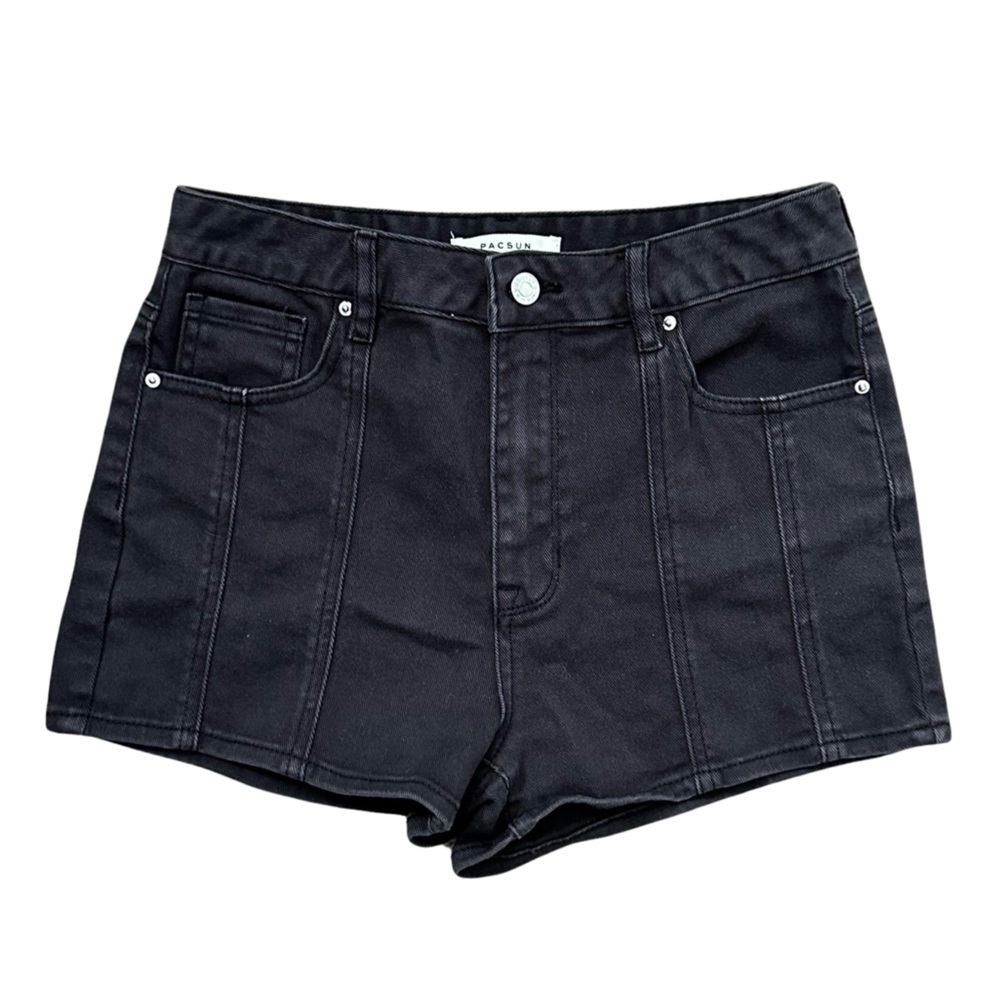 PACSUN Stretch High-Rise Shorts Black Denim Women’s Size 27. - Picture 15 of 15